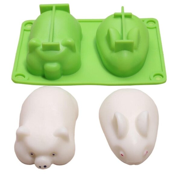 Silicone Mousse Cake Mold Bunny Piggy Baking Tray Dessert MoldPastry(2Packs)2pcs - Picture 3 of 8
